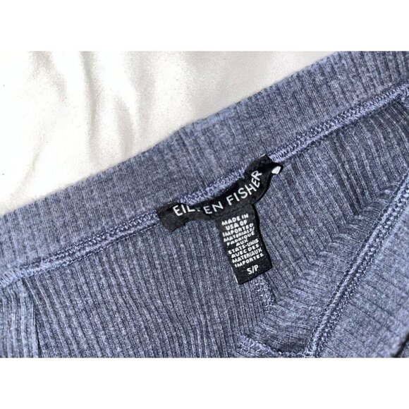 Eileen Fisher Blue Tencel Stretch Cropped Straight Ribbed Pants Women's Size S - Picture 6 of 13
